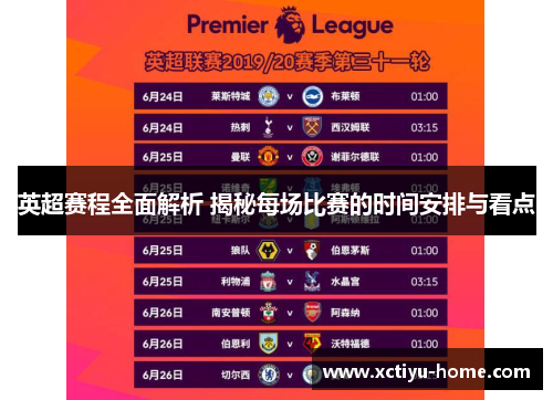 英超赛程全面解析 揭秘每场比赛的时间安排与看点